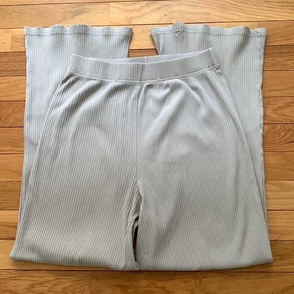 EUC Veiled Collection Nude Knit Ribbed Wide Leg Trousers/Pants - Picture 3 of 5